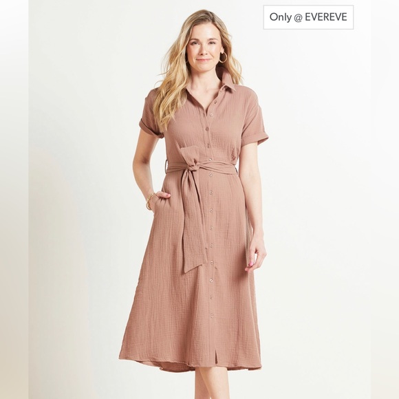 Evereve Hailey Gauze Button Down Dress - Picture 1 of 4